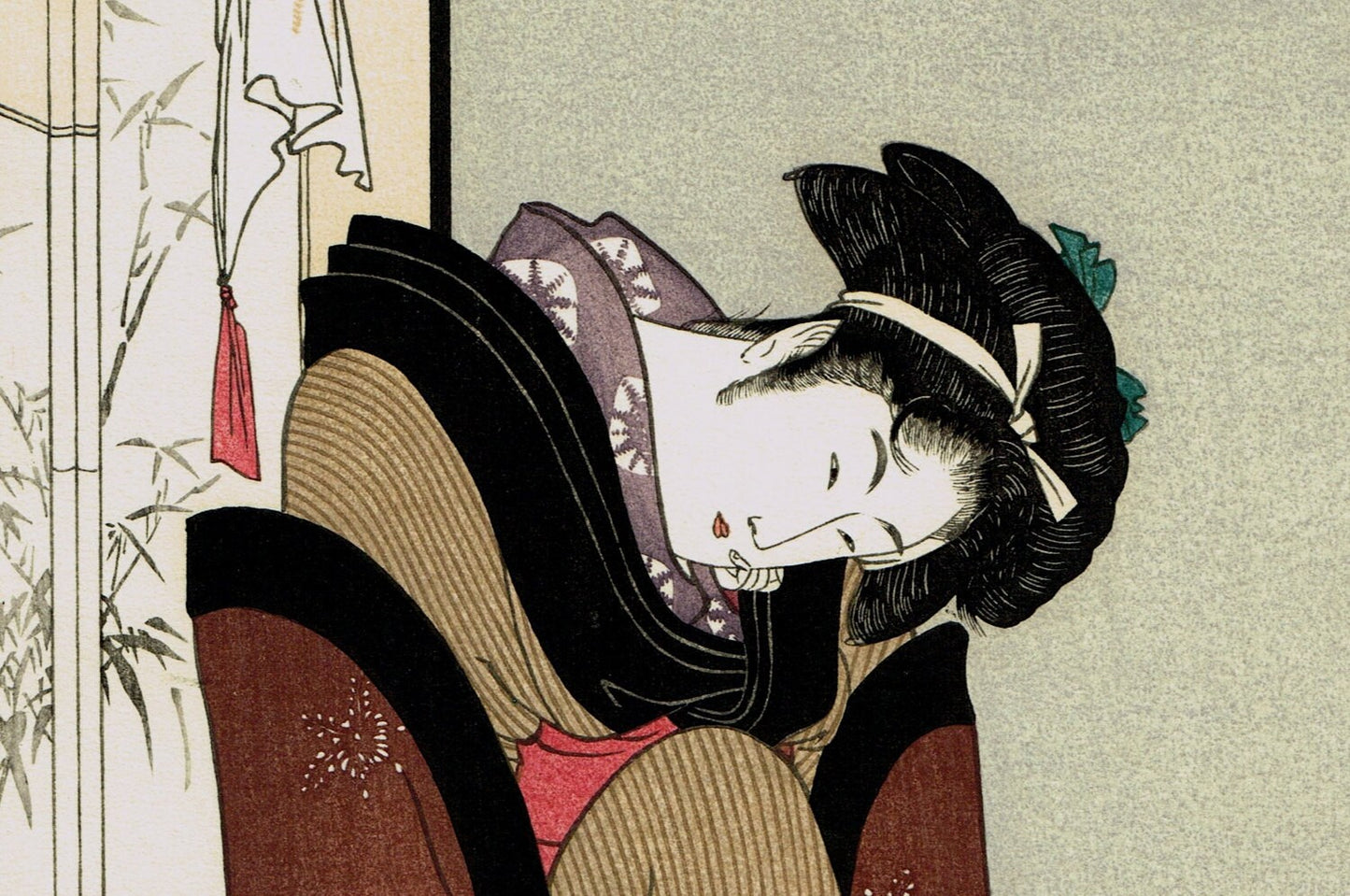 Japanese Ukiyo-e Woodblock print, Utamaro, "Naniwaya Okita"