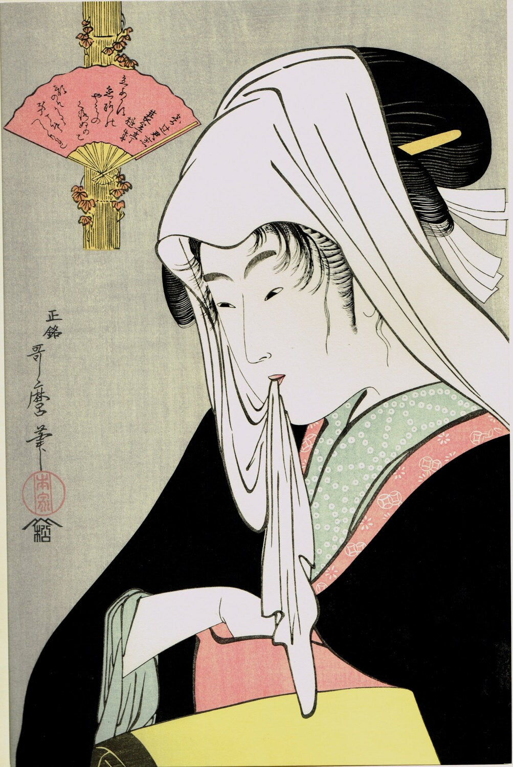 Japanese Ukiyoe, Woodblock print, antique, Utamaro, "Love for a Street-walker "