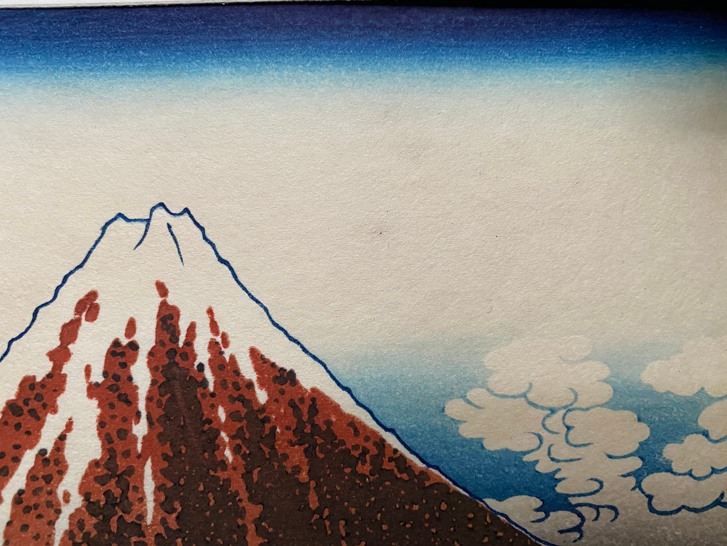Japanese Ukiyo-e Woodblock print, Hokusai, "Summer Shower beneath the Peak"
