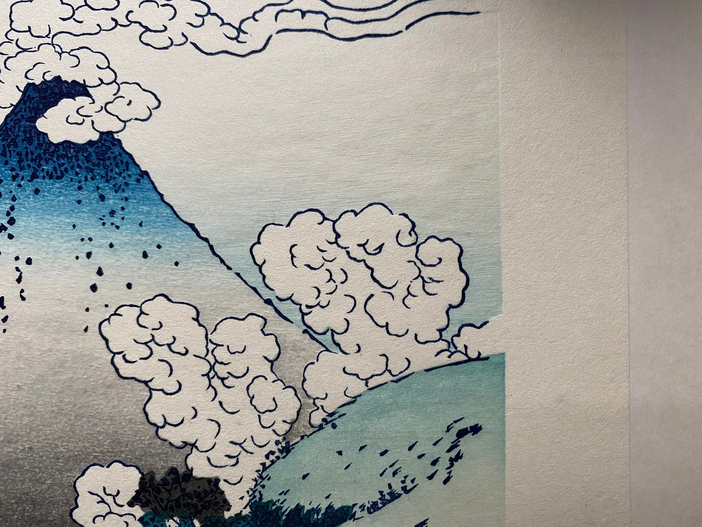 Japanese Ukiyo-e Woodblock print, Hokusai, "View from Mishima Pass in Kai Province"