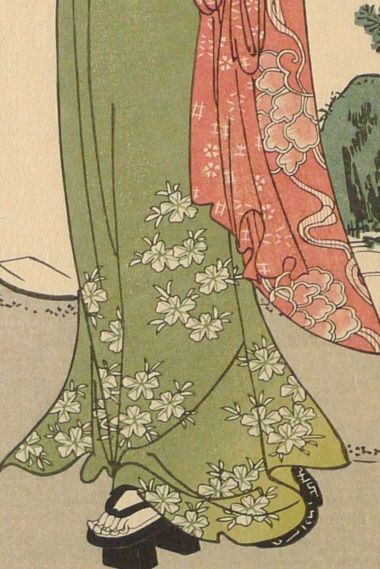 Japanese Ukiyoe, Woodblock print, antique, Utagawa Toyokuni, "A Modern Version of Komachi Praying for Rain"