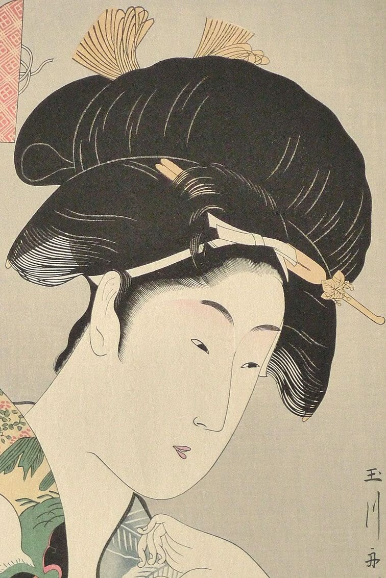 Japanese Ukiyoe, Woodblock print, antique, Tamagawa Shucho, "An Elegant Series of Amulet Painting, Rabbit and Cock"