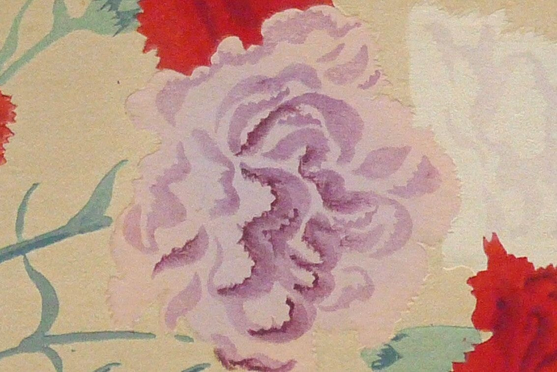 1932, Ukiyoe, Original Sōsaku-hanga, Woodblock print, antique, Tokuriki Tomikichiro, "Carnation"