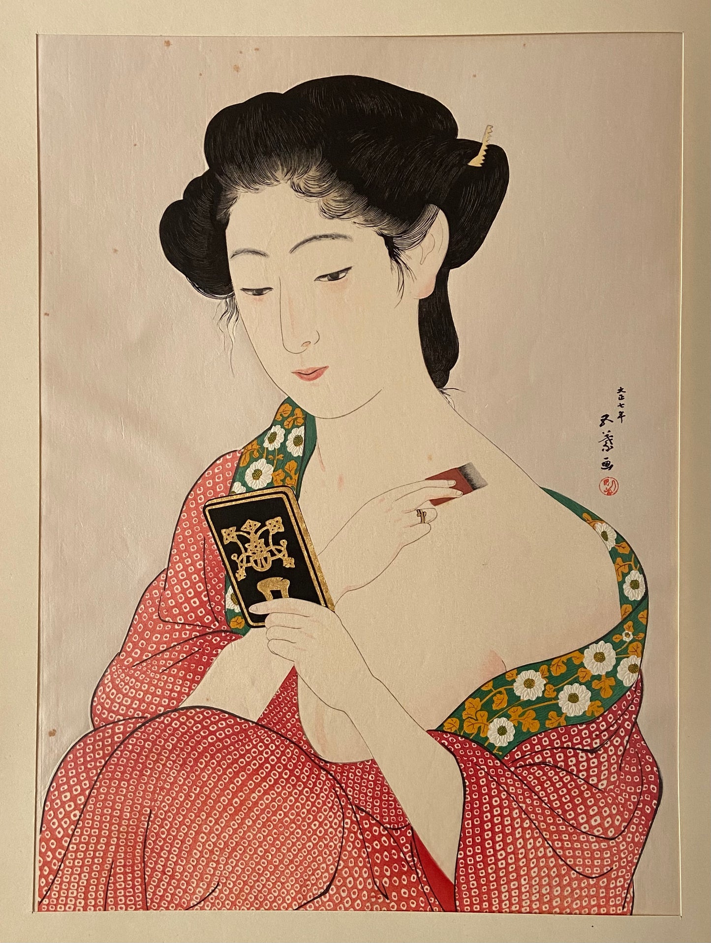 Hashiguchi Goyo, "Woman Applying Makeup- Kesho no Onna"