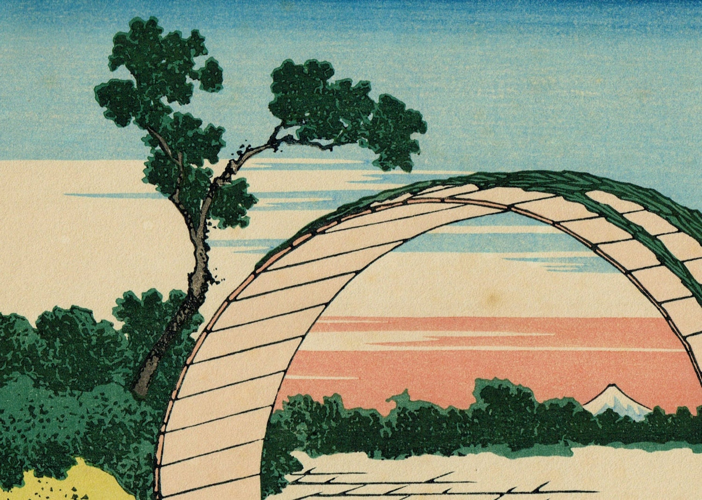 Japanese Ukiyo-e Woodblock print, Hokusai, "Fuji View Field in Owari Province, from the series Thirty-six Views of Mount Fuji"