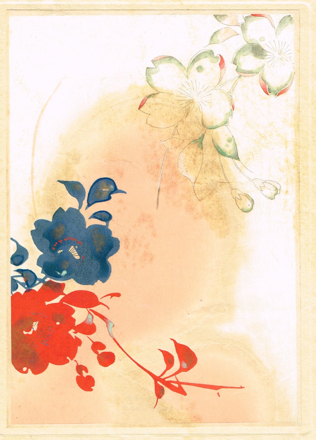 1932, Japanese antique woodblock print, Design, Yamatoe style 2