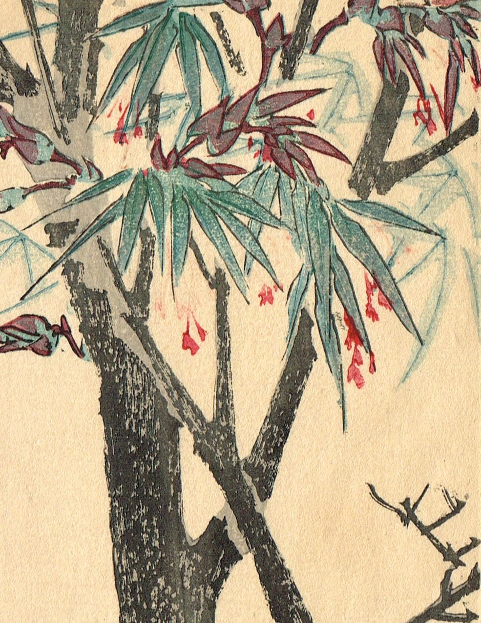 1913, Japanese Woodblock print, antique, Kaigai Tennen, "Swallow"