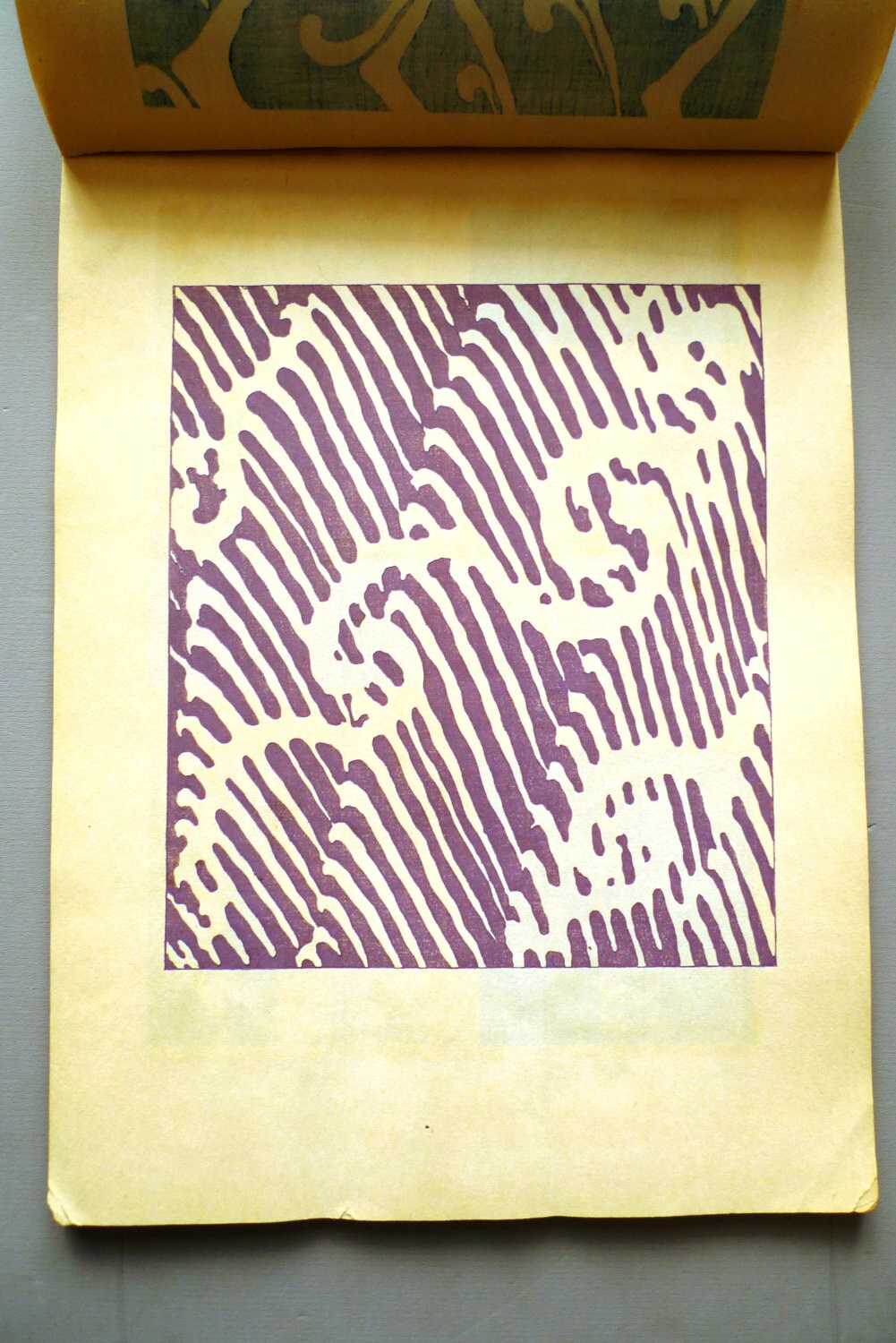 1902, Japanese woodcut design book, Kamisaka Sekka, "Kairo (wave design)", original 1st edition.