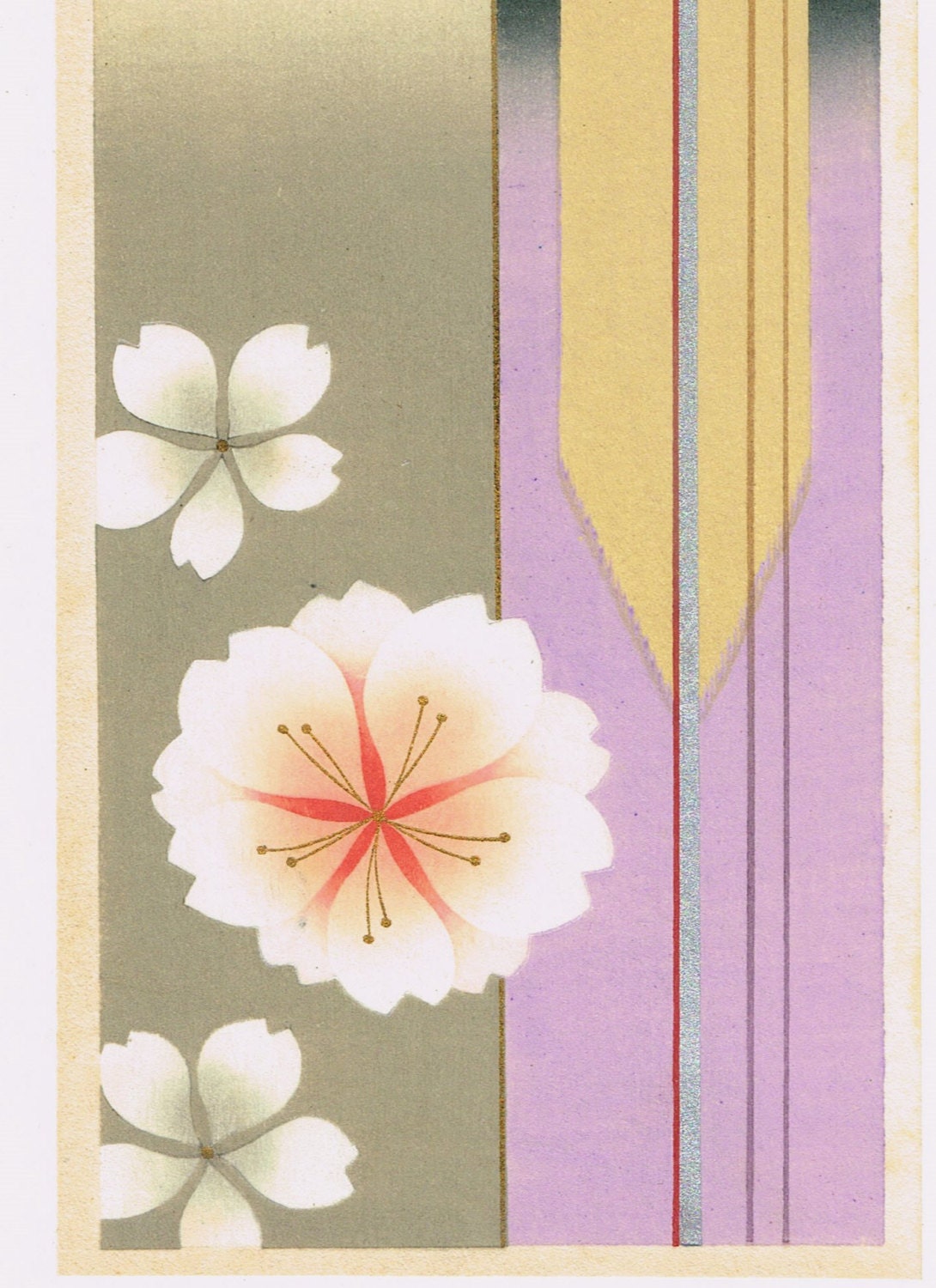 Japanese antique woodblock print, Design, Matsumura Suiho, Kimono design. 7