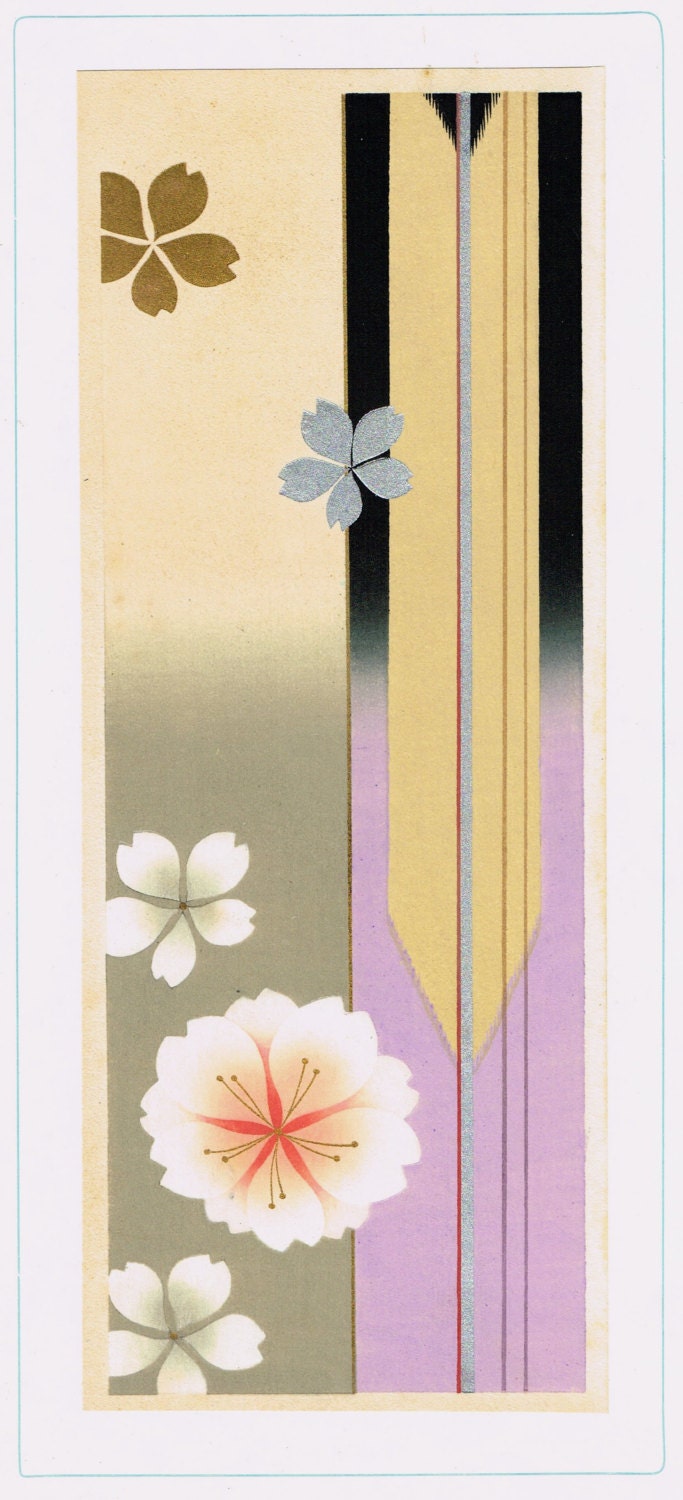 Japanese antique woodblock print, Design, Matsumura Suiho, Kimono design. 7