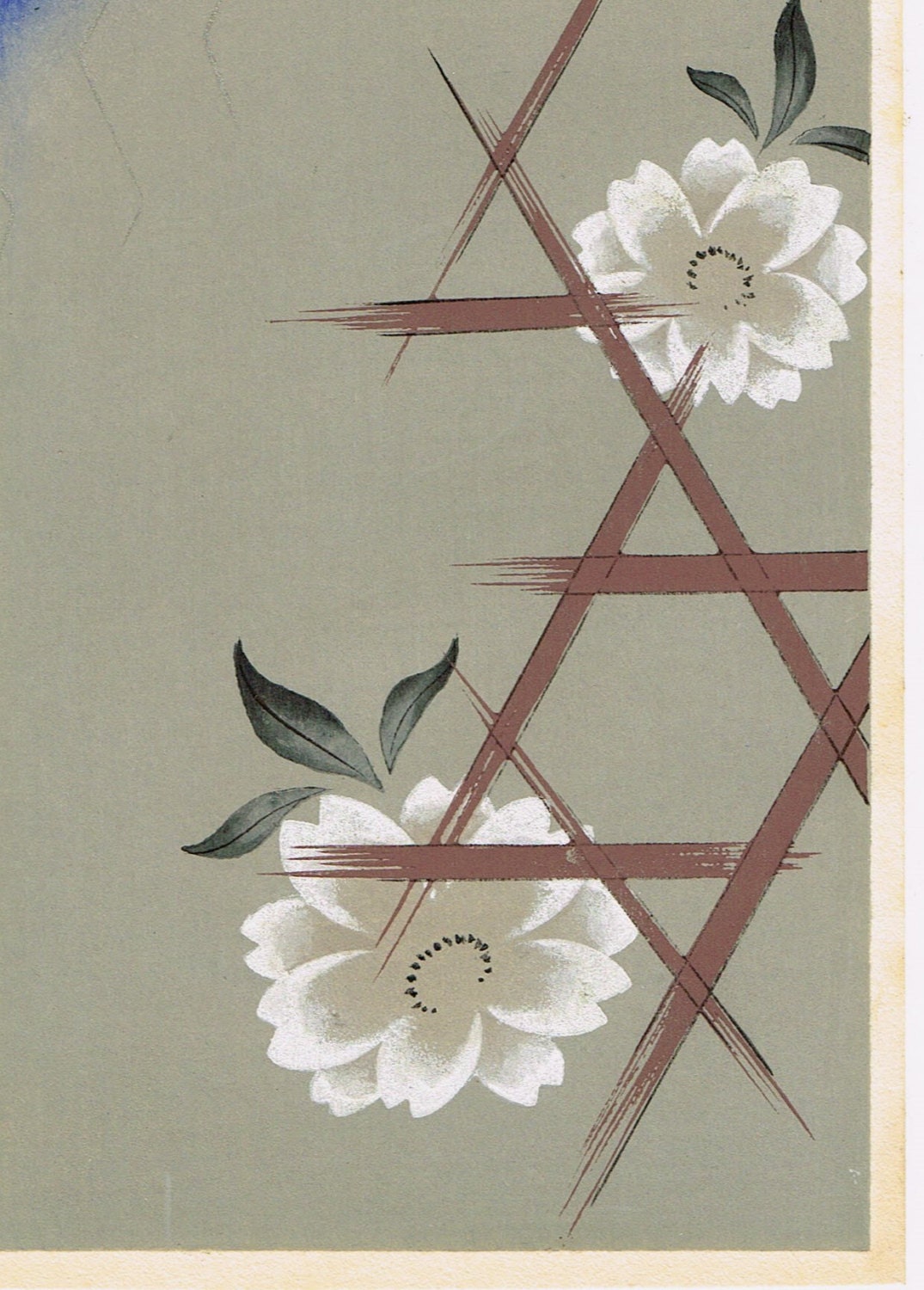 Japanese antique woodblock print, Design, Matsumura Suiho, Kimono design. 1