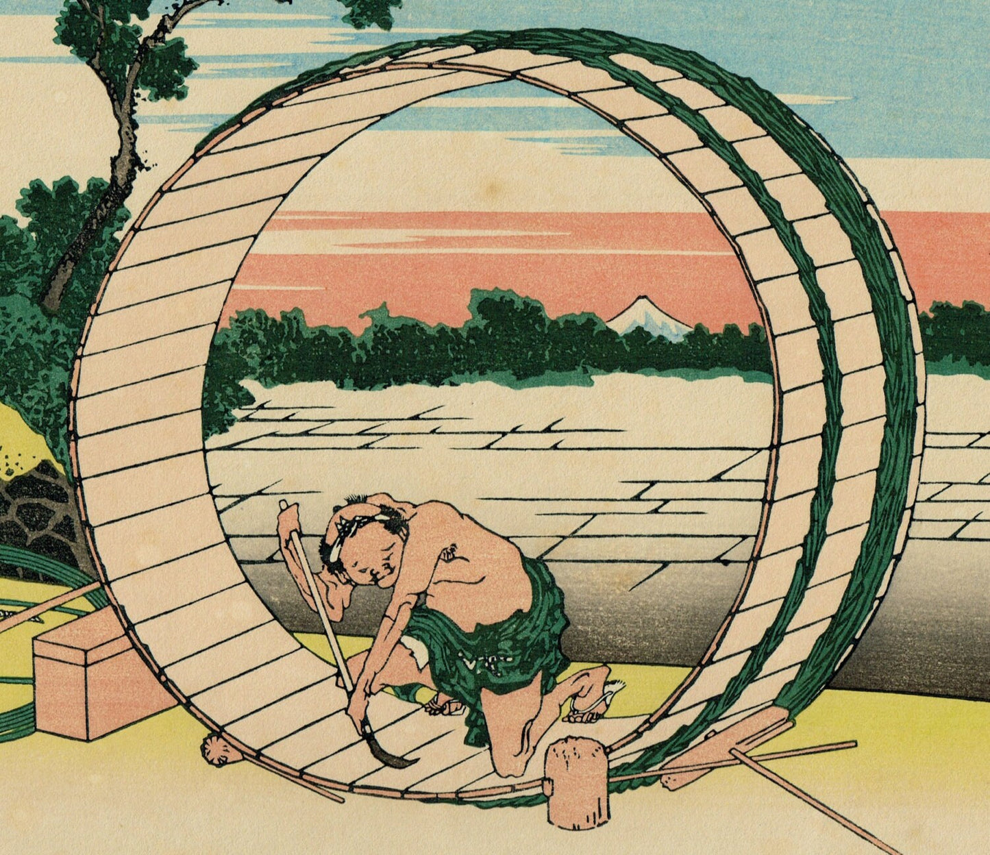 Japanese Ukiyo-e Woodblock print, Hokusai, "Fuji View Field in Owari Province, from the series Thirty-six Views of Mount Fuji"