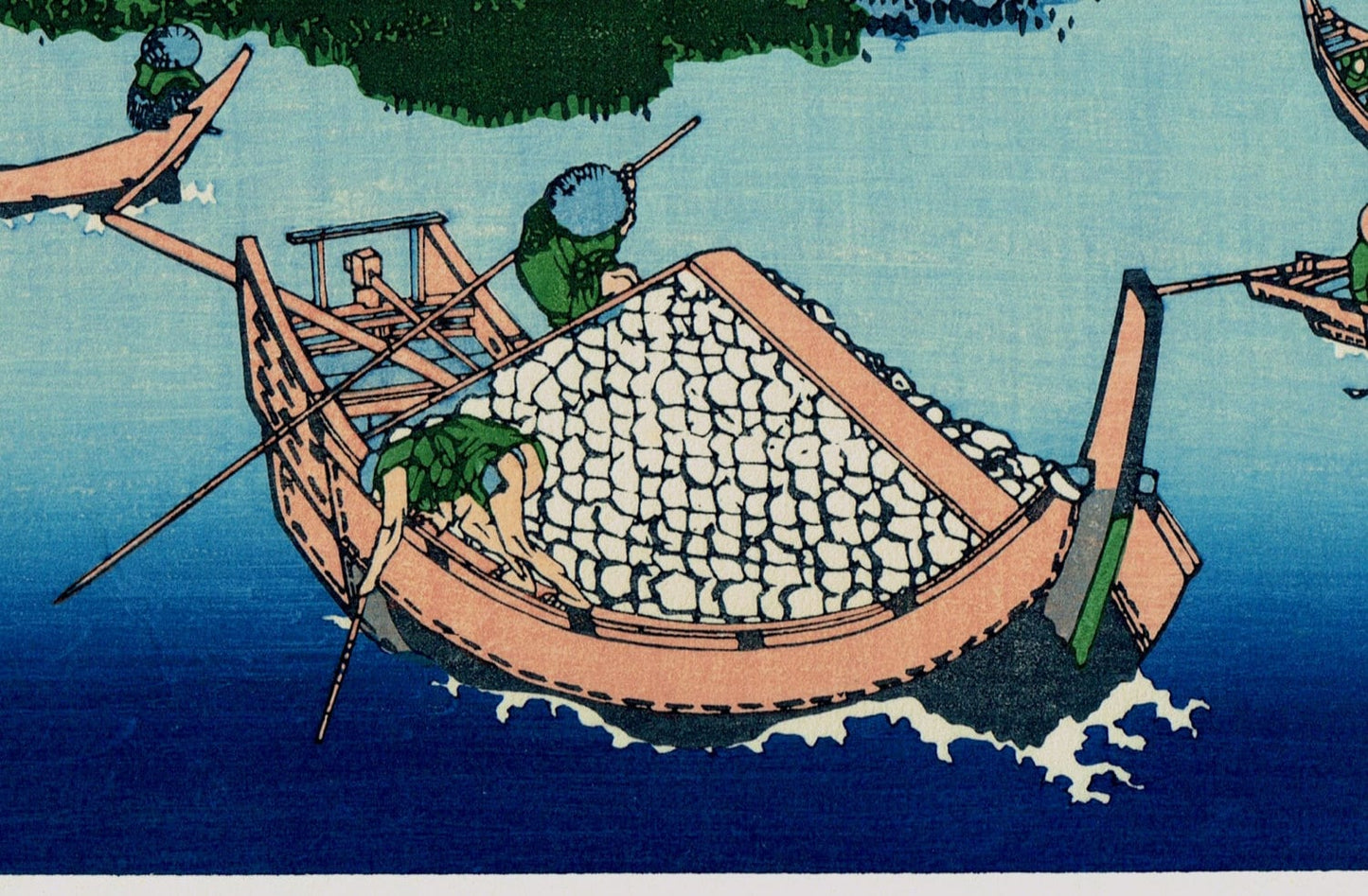 Japanese Ukiyo-e Woodblock print, Hokusai, "Tsukuda Island in Musashi Province, from the series Thirty-six Views of Mount Fuji"