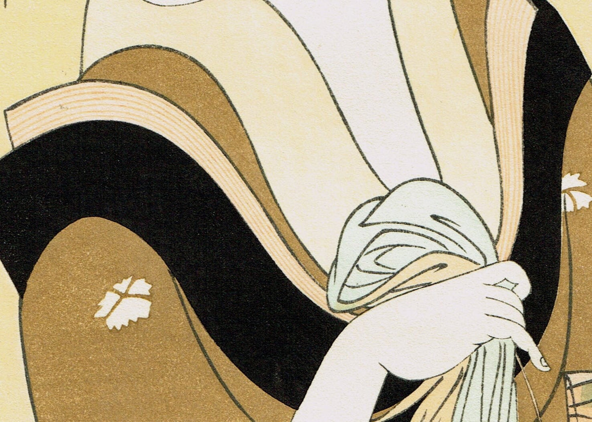 Japanese Ukiyo-e Woodblock print, Utamaro, "One of 12 Beauties"
