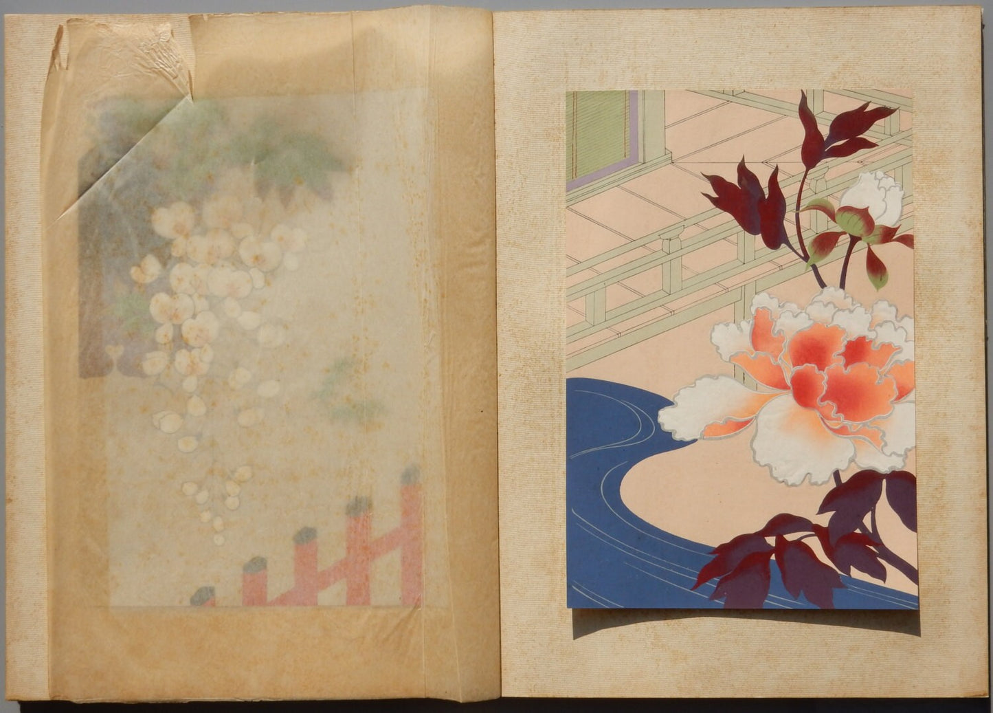 1933, Japanese original woodblock print book, Hattori Torazo, "Yamato-e Monyo Four Seasons, Spring vol.1"