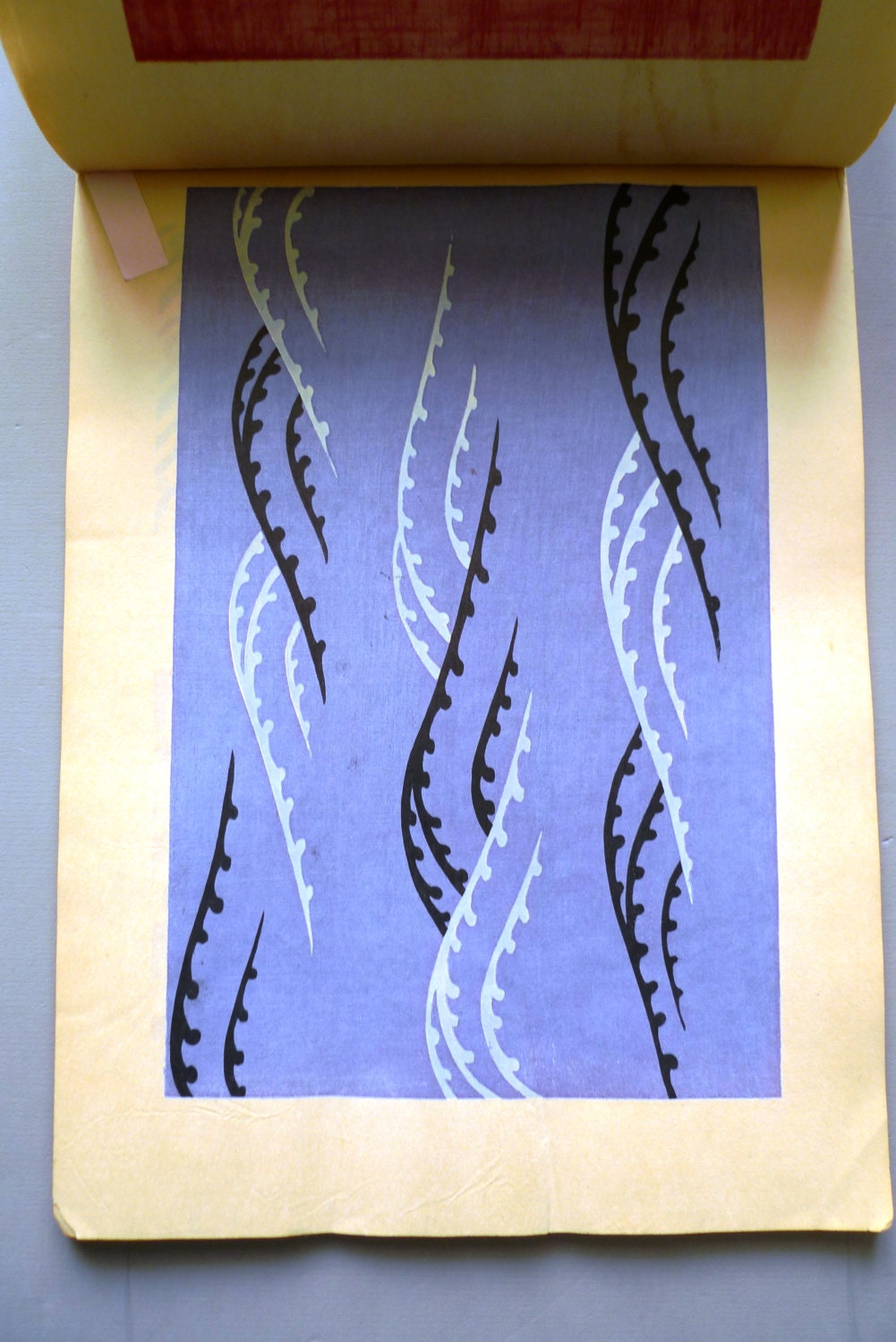 1902, Japanese woodcut design book, Kamisaka Sekka, "Kairo (wave design)", original 1st edition.