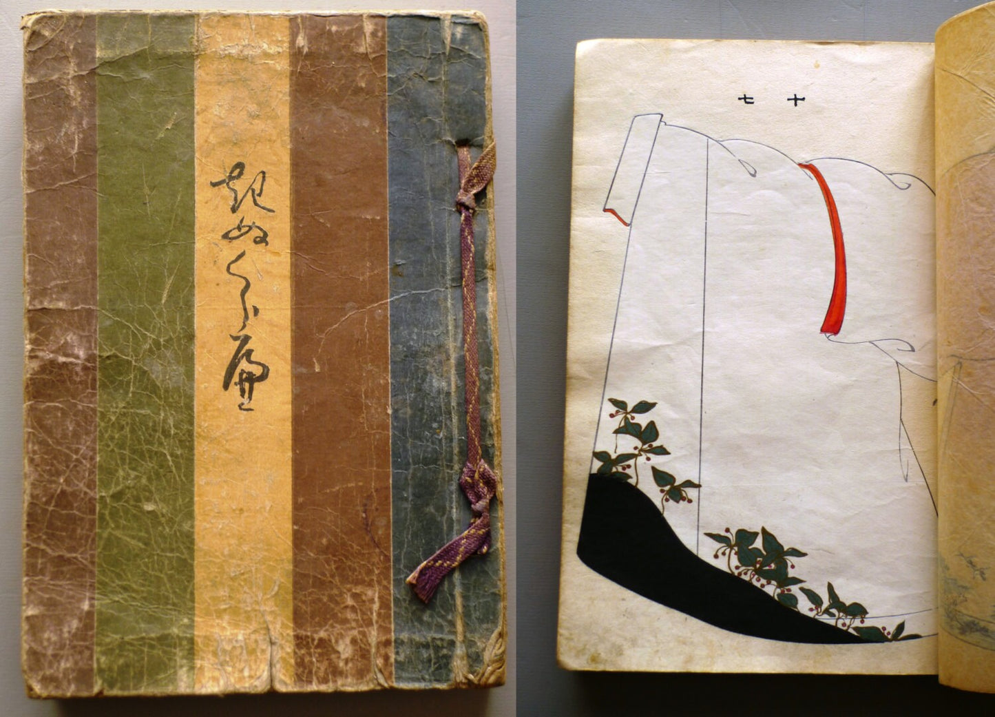 1907, Japanese  woodcut design book, "Kinukurabe", Kimono desgin.