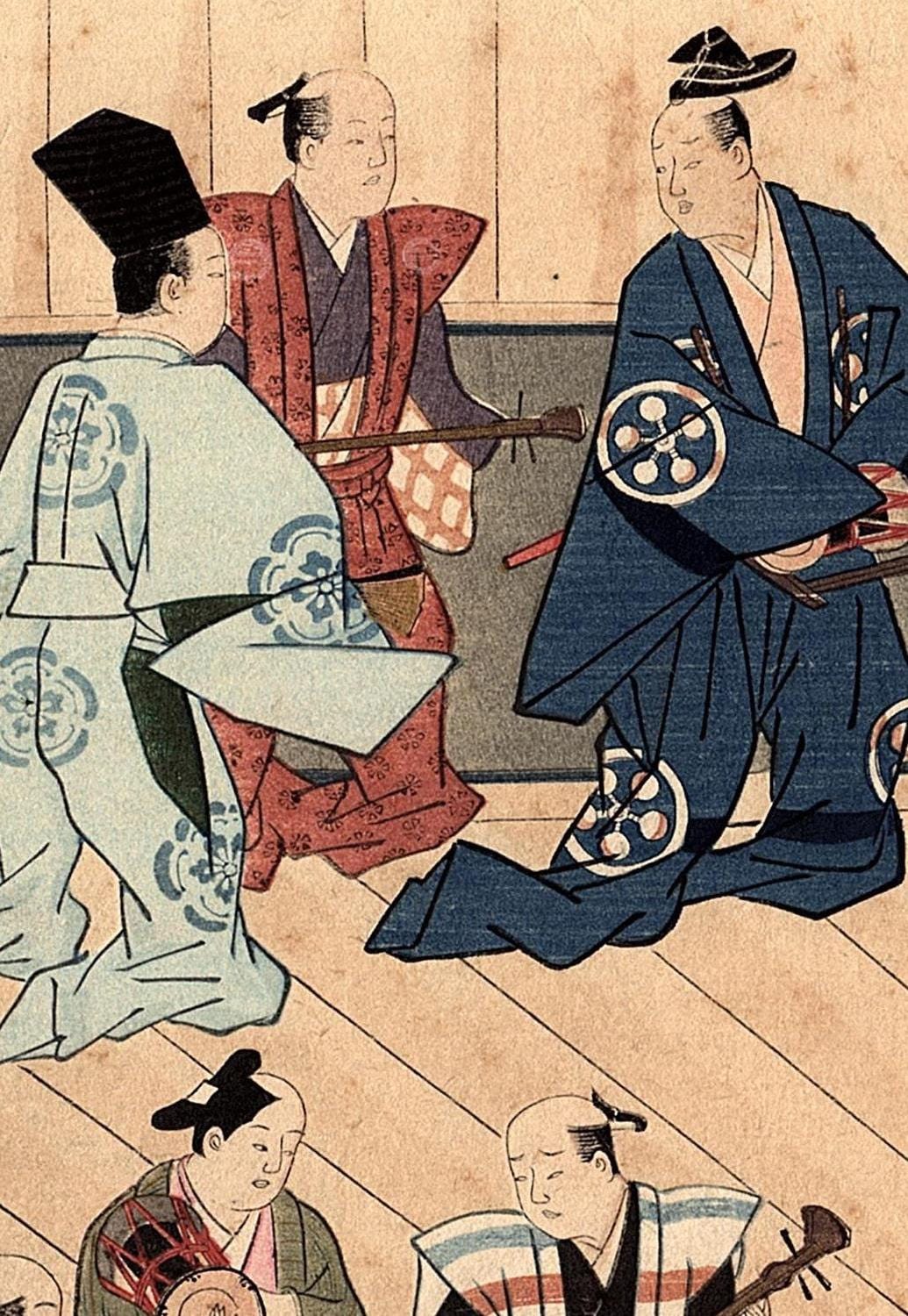 1923, Japanese vintage Woodblock print, Hishikawa Moronobu "Kabuki"