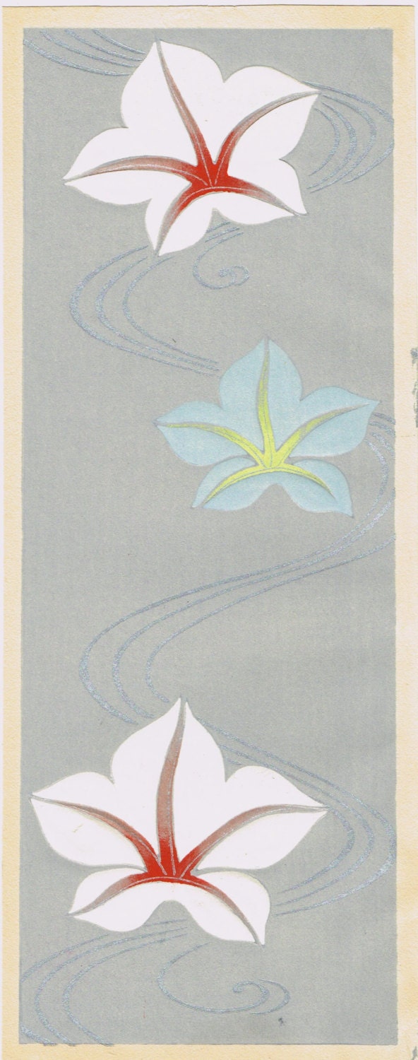 Japanese antique woodblock print, Design, Matsumura Suiho, Kimono design. 6