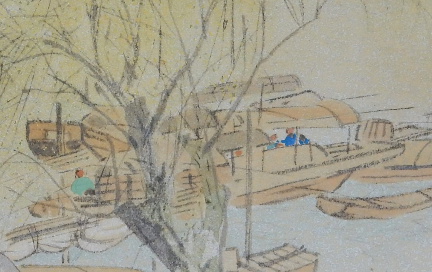 1936, Japanese woodblock print, Takeuchi Seihō, "Zhenjiang, Boats"