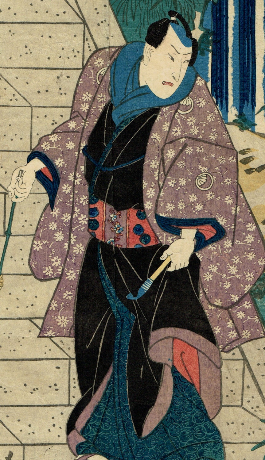 Original Ukiyo-e Woodblock print, original, Utagawa Kunisada, Kabuki actor, Edo-period