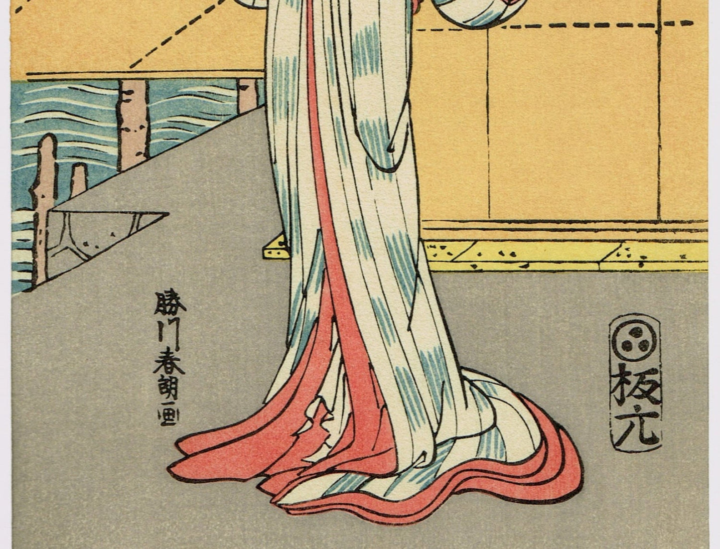 apanese Ukiyo-e Woodblock print, Hokusai, "The actor Nakamura Riko in the role of the wife of Fukukiyo"