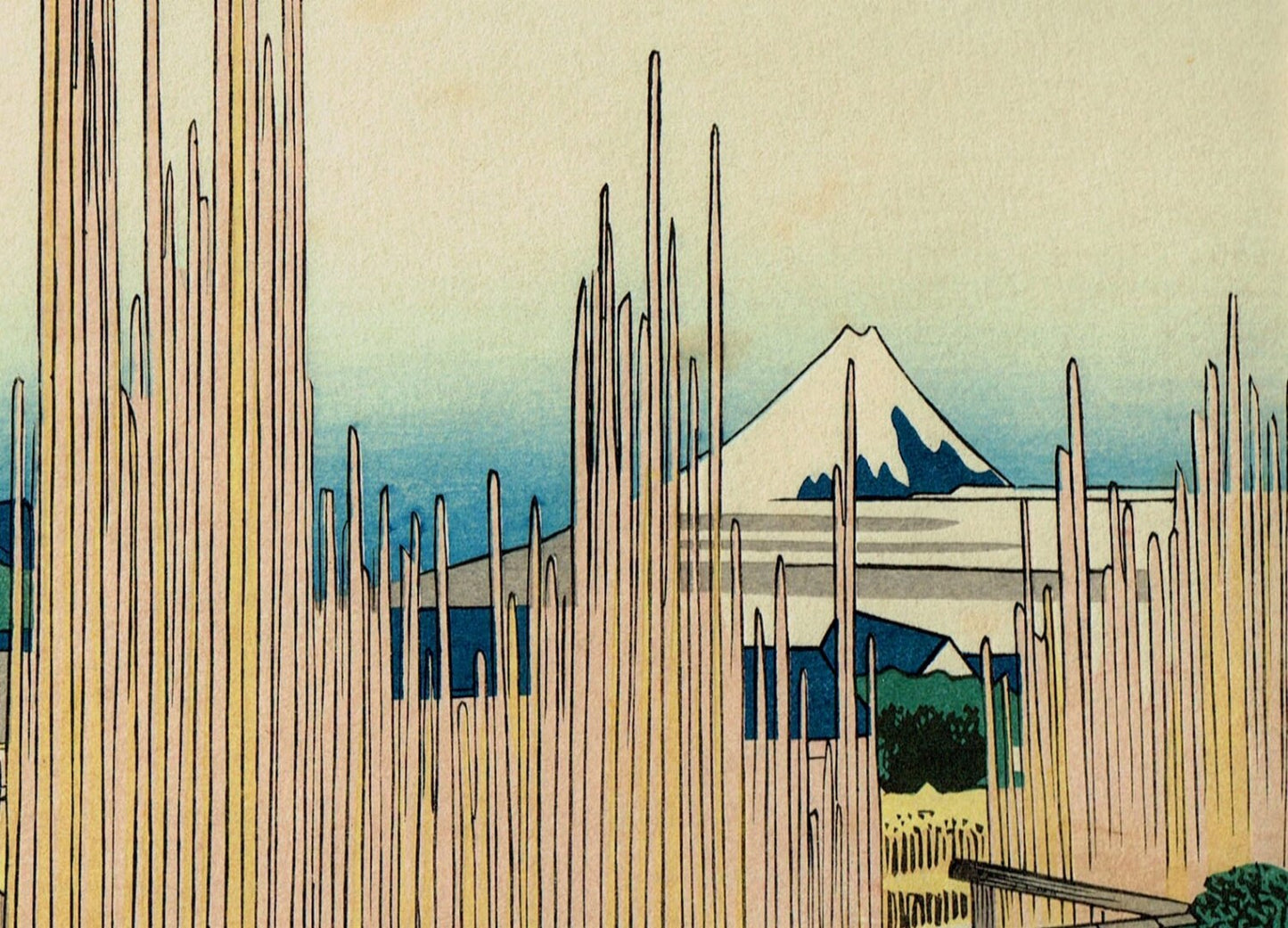 Japanese Ukiyo-e Woodblock print, Hokusai, "Tatekawa in Honjo, from the series Thirty-six Views of Mount Fuji"