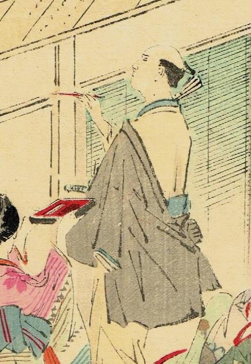 Japanese woodblock print, 1891, Japanese antique woodblock print, Kikuchi Yosai, "Oishi Yoshio"