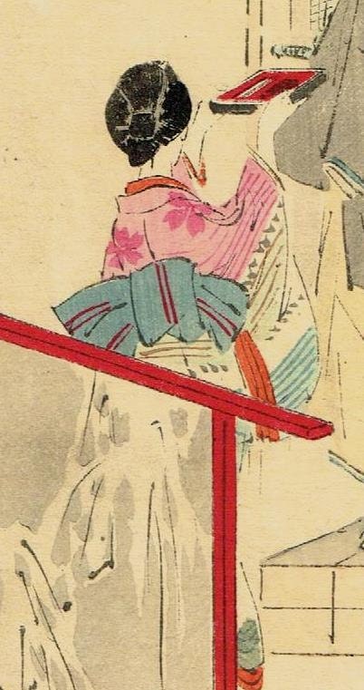Japanese woodblock print, 1891, Japanese antique woodblock print, Kikuchi Yosai, "Oishi Yoshio"