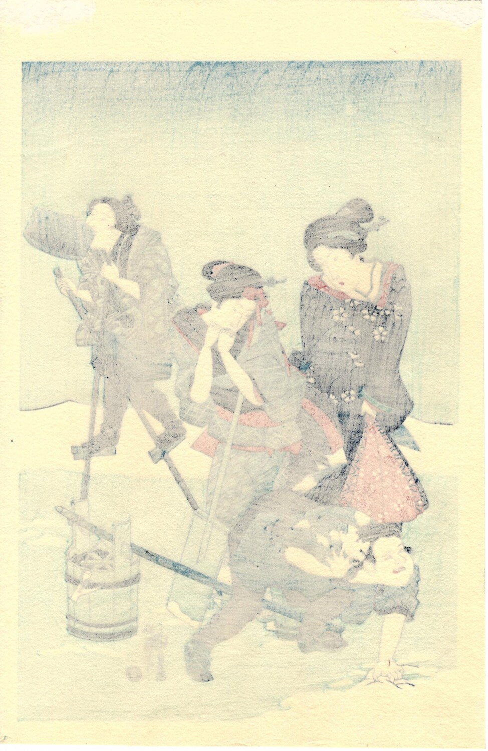 Japanese Ukiyoe, Woodblock print, Kunisada, "Yuki no Ashita" 3
