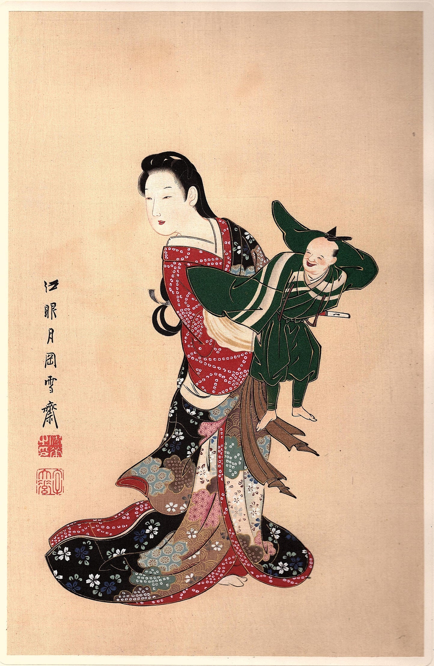 Japanese antique Ukiyoe, woodcut print, 1906, Japanese antique woodblock print, Yukioka Sekkai, from Ukiyoe-ha-gashu.