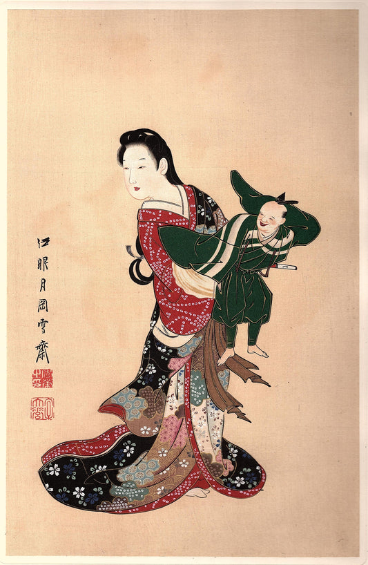 Japanese antique Ukiyoe, woodcut print, 1906, Japanese antique woodblock print, Yukioka Sekkai, from Ukiyoe-ha-gashu.