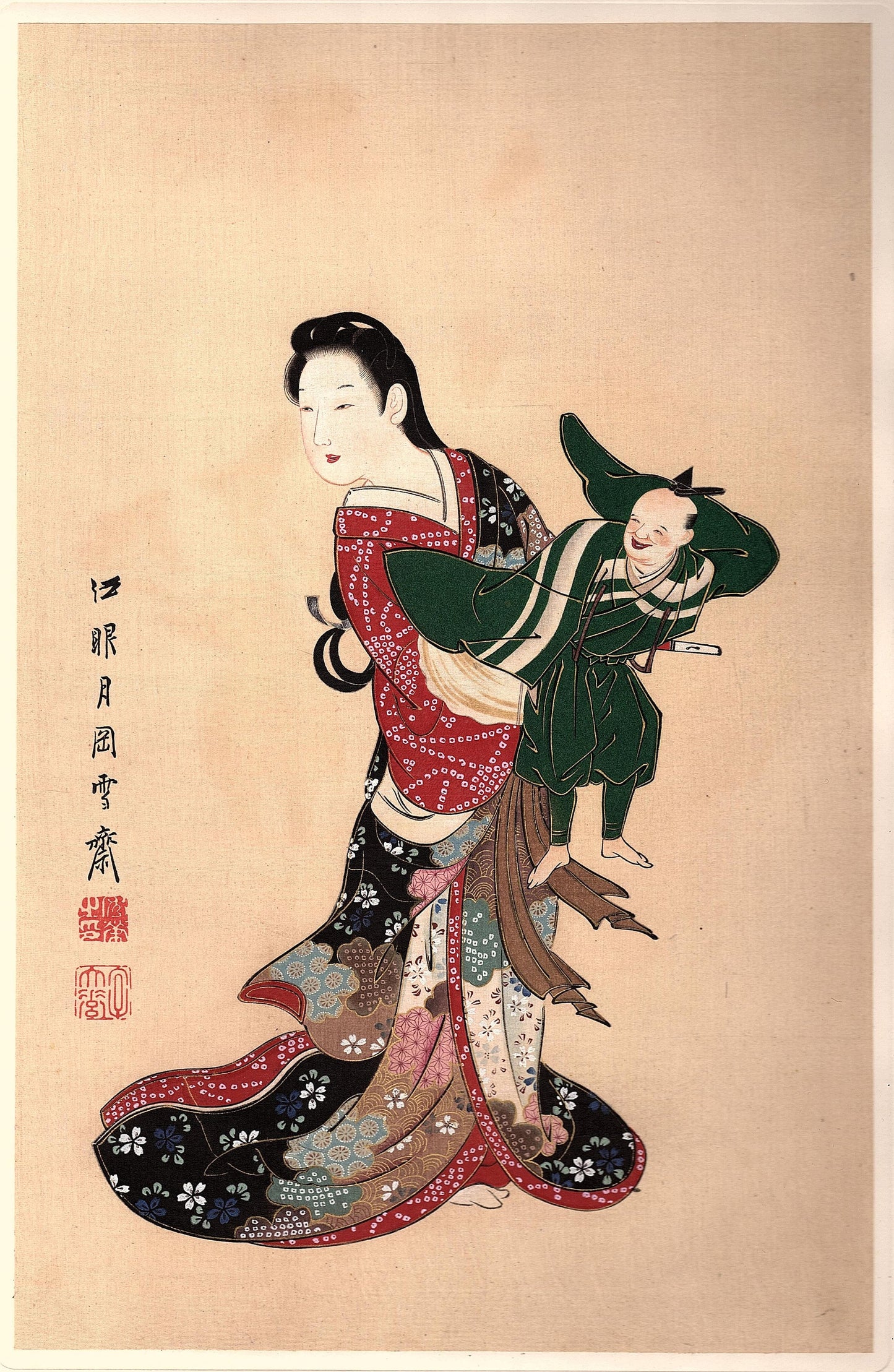 Japanese antique Ukiyoe, woodcut print, 1906, Japanese antique woodblock print, Yukioka Sekkai, from Ukiyoe-ha-gashu.