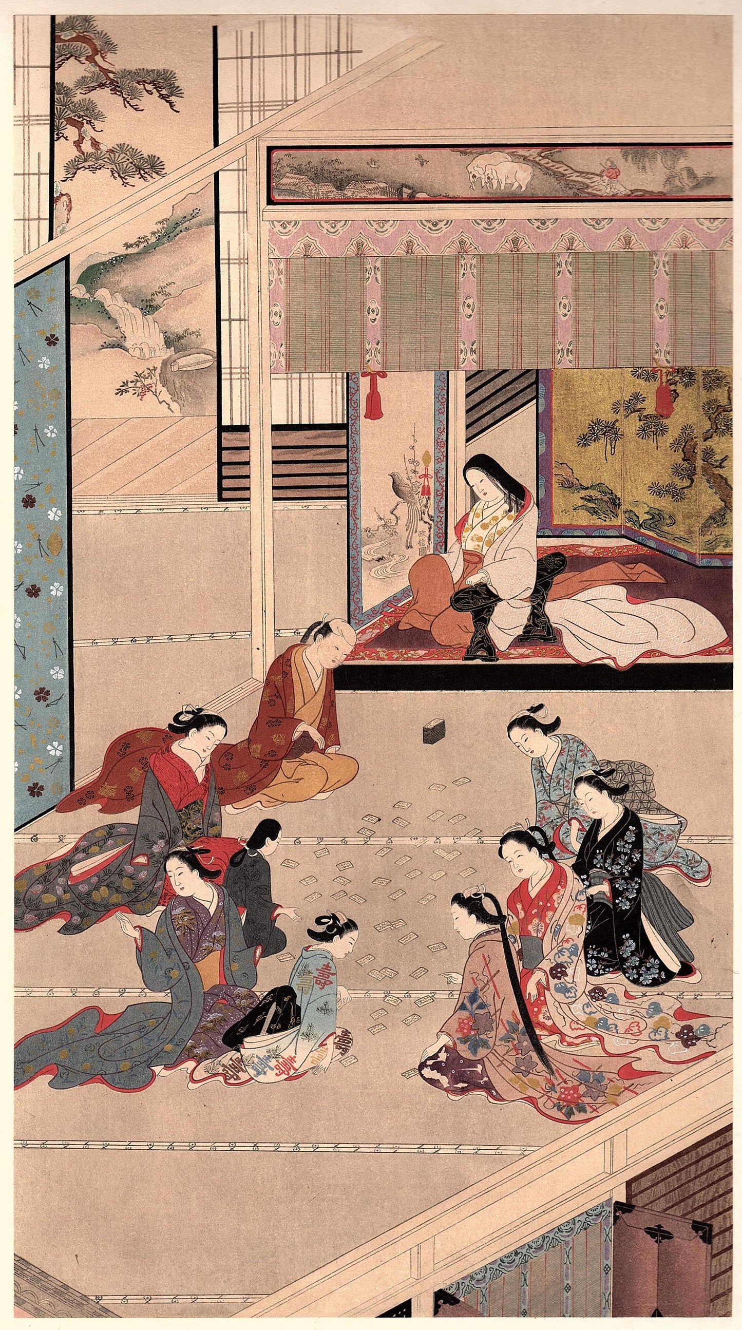 Japanese antique Ukiyoe, woodcut print, 1906, Japanese antique woodblock print, Okumura Masanobu, from Ukiyoe-ha-gashu.