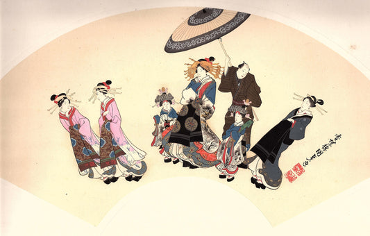 Japanese antique Ukiyoe, woodcut print, 1906, Japanese antique woodblock print, Utagawa Kunisada, from Ukiyoe-ha-gashu.