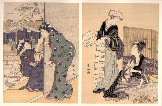 Japanese antique Ukiyoe, woodcut print, 1906, Japanese antique woodblock print, Katsukawa Shunzan, from Ukiyoe-ha-gashu.