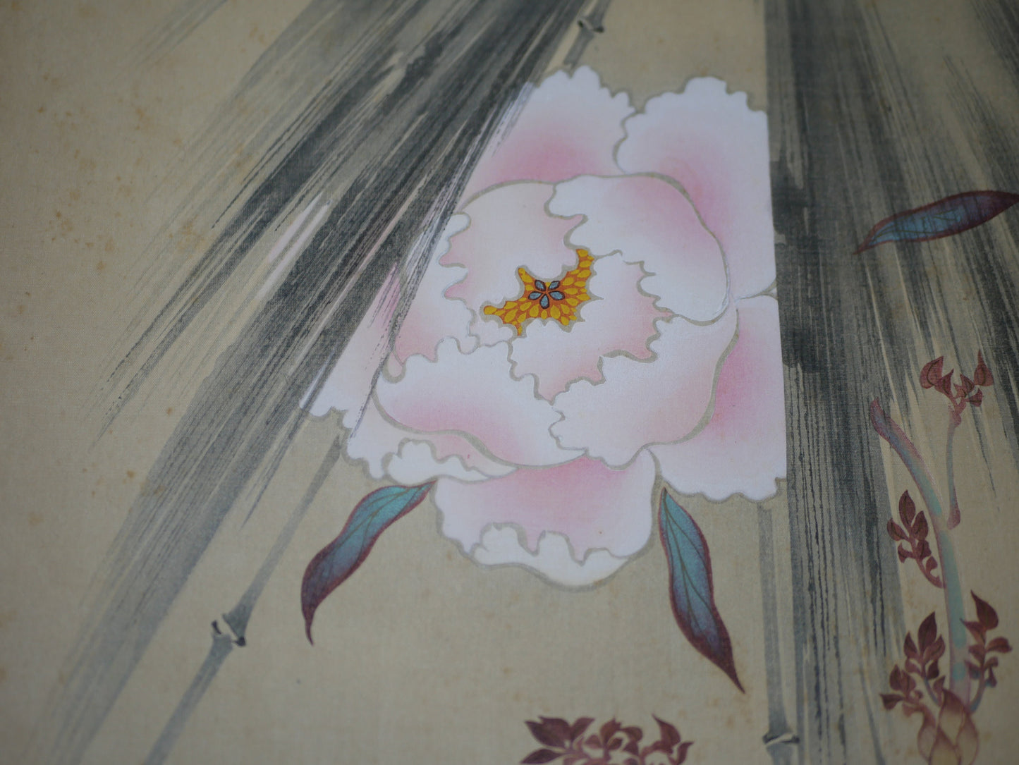 1931, Japanese antique woodblock print, Sakai Hoitsu, "Album of Hundred Flowers by Artists of Rinpa School,  Peony", woodcut print.