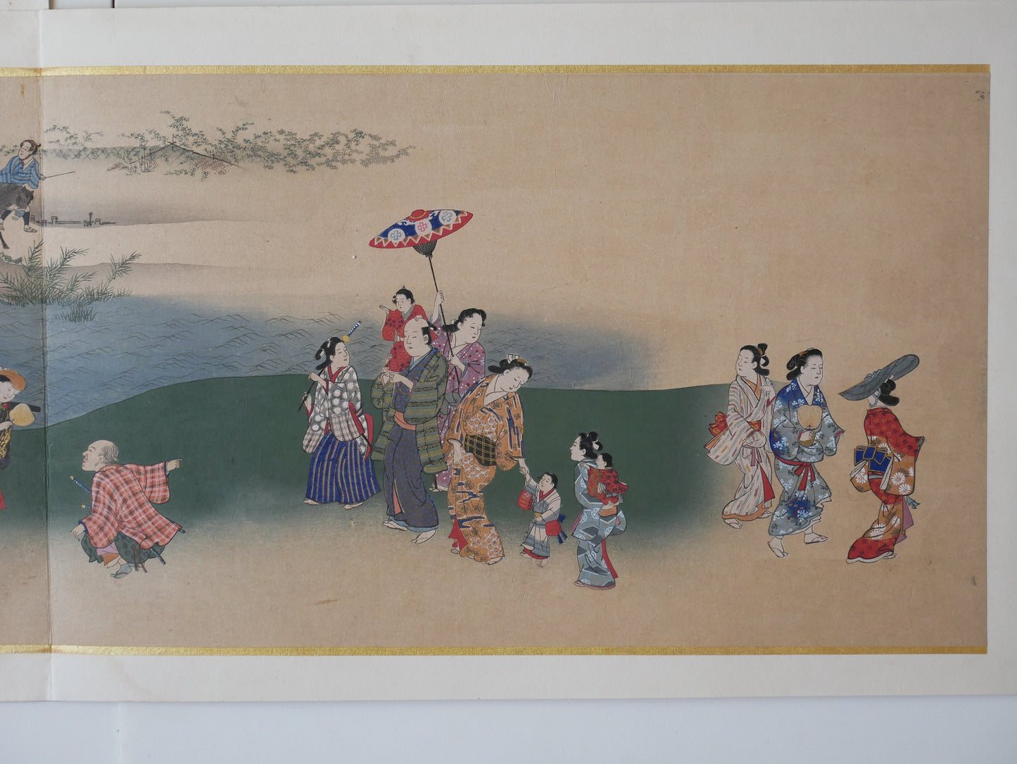 Japanese antique Ukiyoe, woodcut print, 1906, Japanese antique woodblock print, Miyagawa Choshun, "四季行楽図" ,from Ukiyoe-ha-gashu.