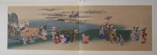 Japanese antique Ukiyoe, woodcut print, 1906, Japanese antique woodblock print, Miyagawa Choshun, "四季行楽図" ,from Ukiyoe-ha-gashu.