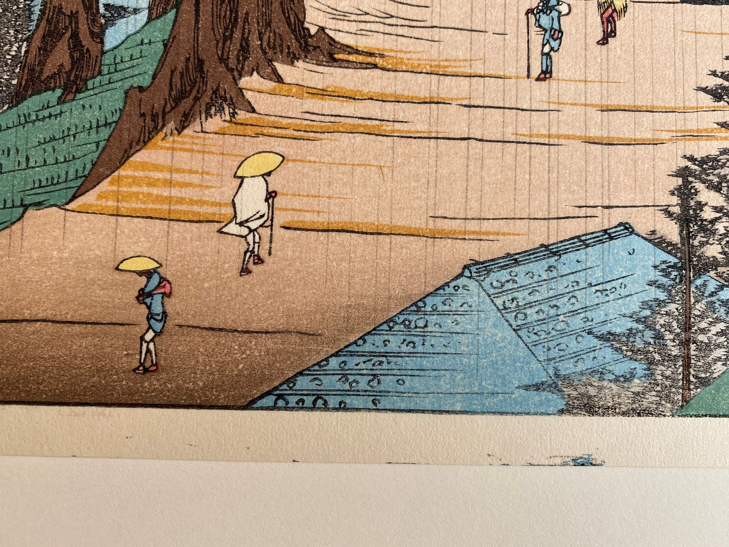 Japanese Ukiyoe, Woodblock print, "Mount Akiba in Tôtômi Province (Enshû Akibayama)".