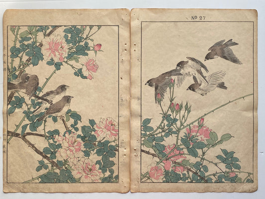 Japanese Antique Original Woodcut Print, 1891, Imao Keinen, " Shikiibara, Dndoku "