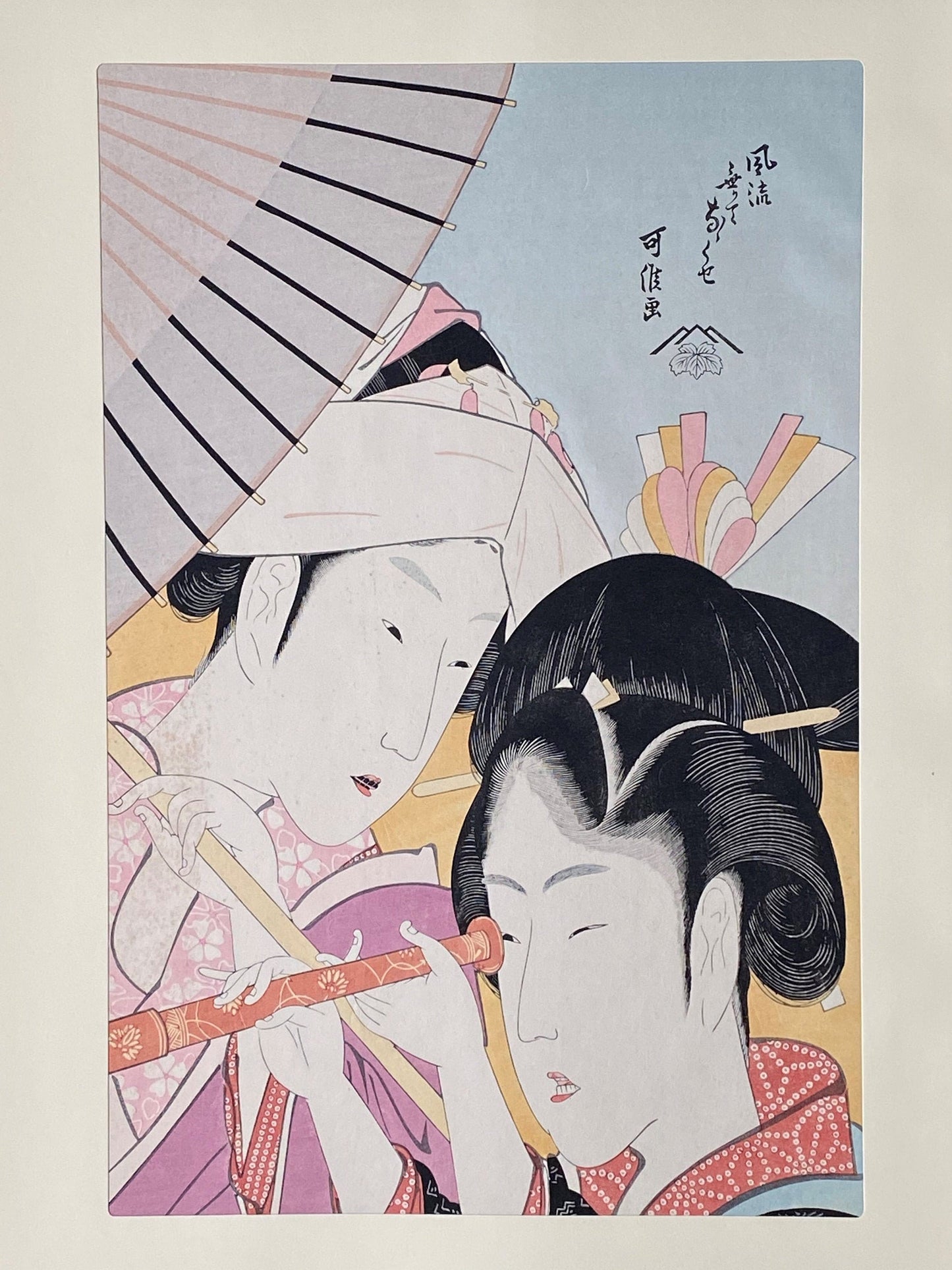 Japanese Ukiyoe, woodcut print, Hokusai, "Telescope"