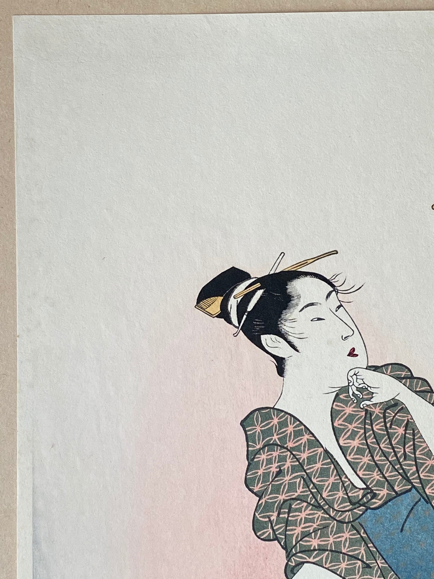 Japanese Ukiyoe, woodcut print, Utagawa Toyokuni, "Visiting Komachi (Kayoi Komachi)"