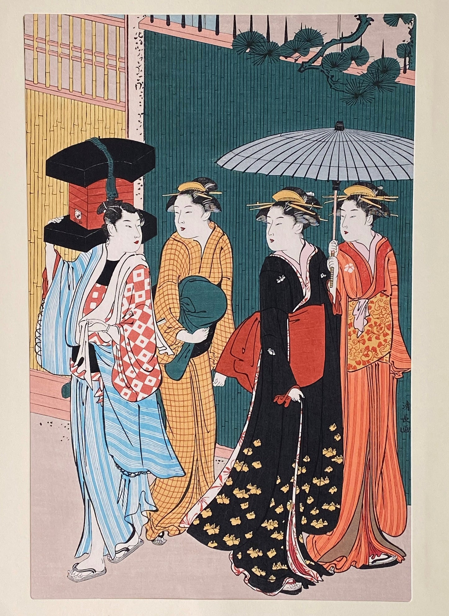 Japanese Ukiyoe, woodcut print, Torii Kiyonaga
