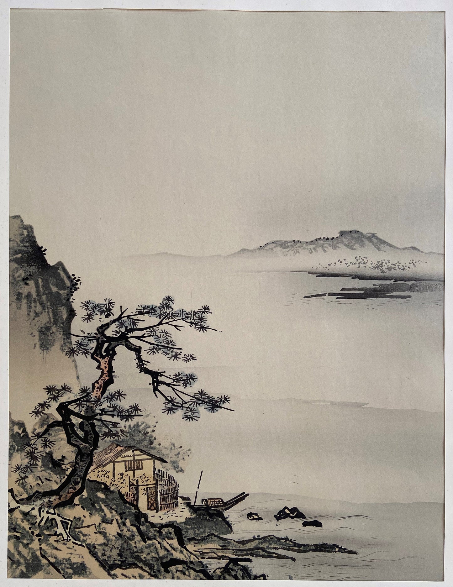 Japanese ink painting, woodcut print, Large size, Shubun, Koten-Eni-zu.