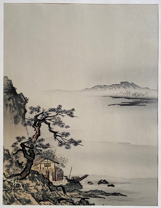 Japanese ink painting, woodcut print, Large size, Shubun, Koten-Eni-zu.