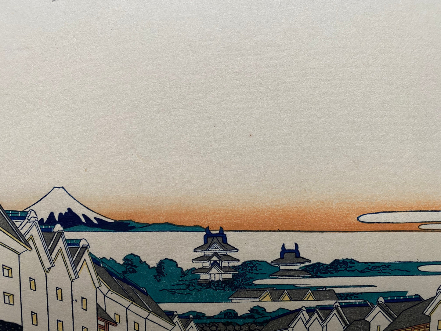 Japanese Ukiyo-e Woodblock print, Hokusai, "View from Nihonbashi in Edo"