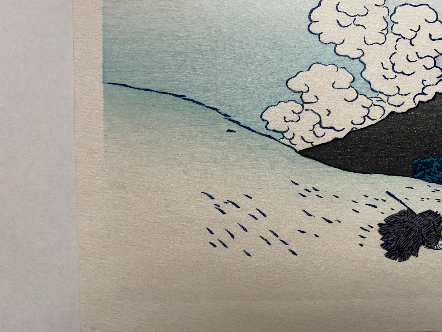 Japanese Ukiyo-e Woodblock print, Hokusai, "View from Mishima Pass in Kai Province"