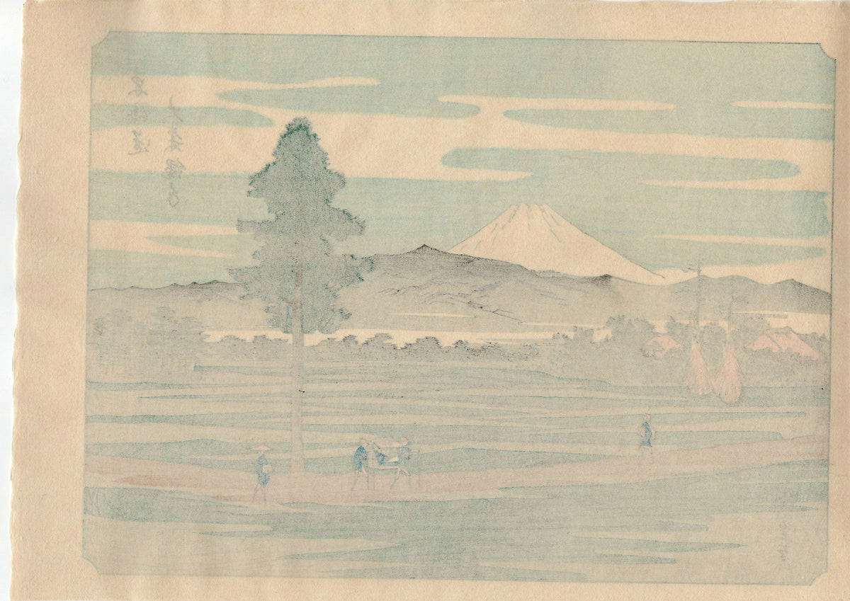 Japanese Ukiyoe, woodcut print, Hiroshige, "100 Views of Mt.Fuji".