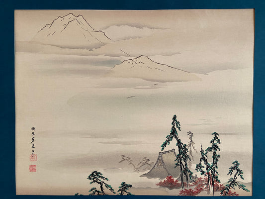 Japanese woodblock print, Kano Hogai, Higashiyama view.